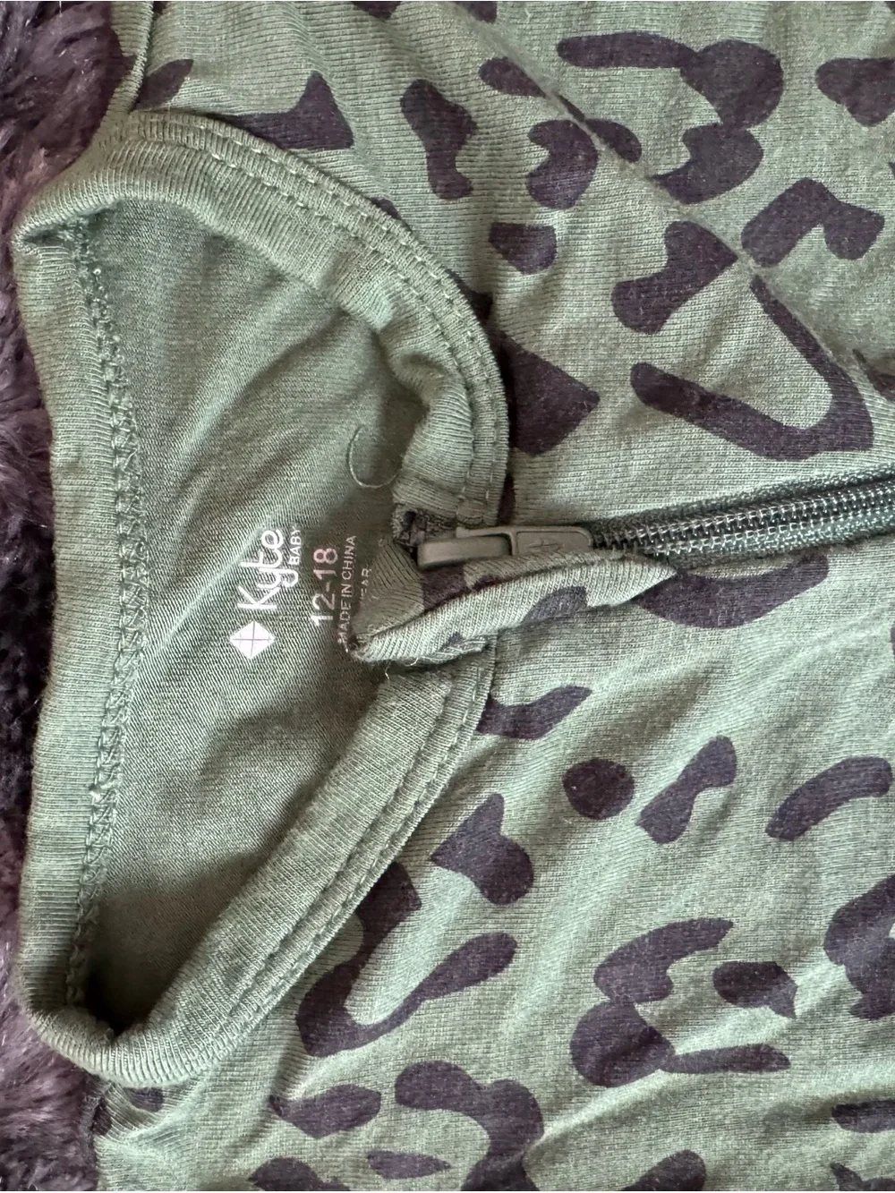 Kyte Baby Green Leopard Print Zip-Up Pajamas